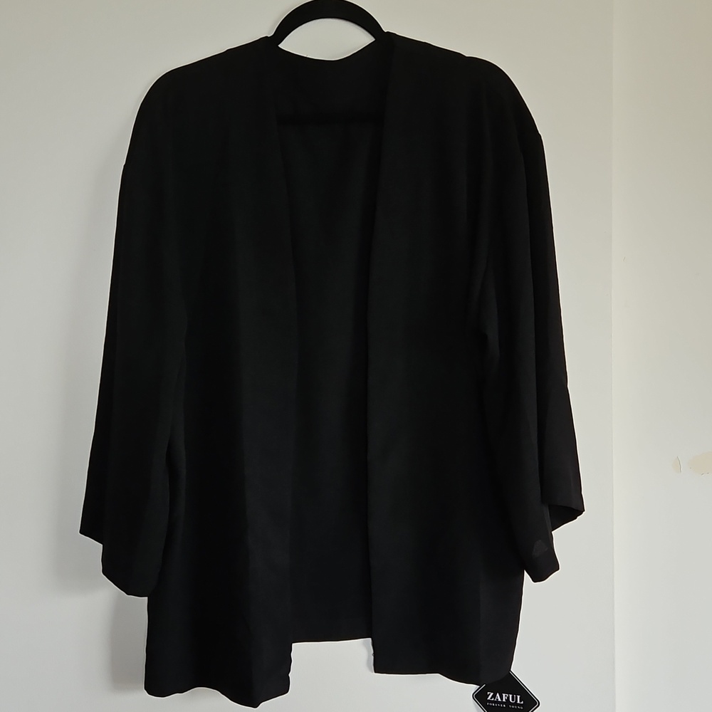 Zaful Black Open-Front  Cardigan